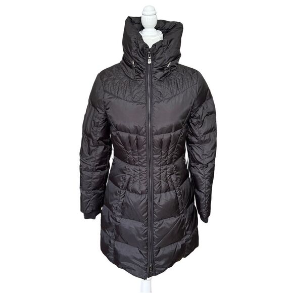Sam Edelman Black Quilted Down Puffer Jacket with Alligator Print Lining Size XS - Picture 1 of 13